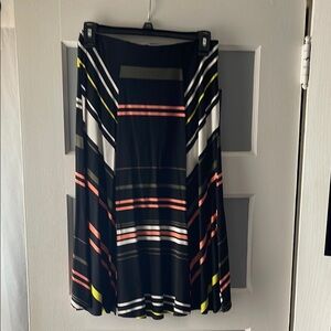 Apt. 9 Blue and White Midi A-Line Skirt